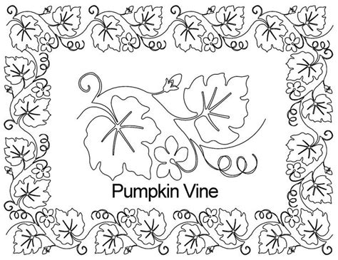 The Pumpkin Vine Pattern Is Shown In Black And White As Well As An Image Of Leaves