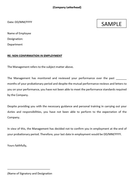 A sample letter of recommendation is a sample of a letter of support that proves the merit of a person. Termination Of Employment Letter Within Probationary ...
