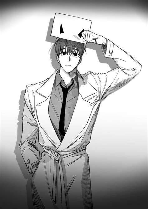 An Anime Character Wearing A Suit And Tie With His Hand On His Head