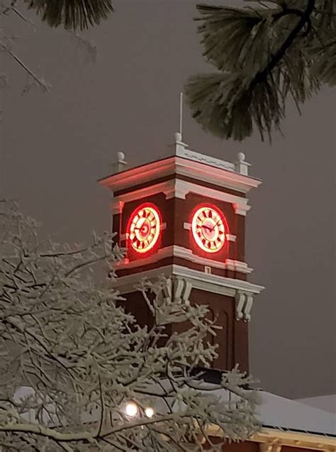 Wsu Clock Tower In The Snow Clock Cuckoo Clock Clock Tower