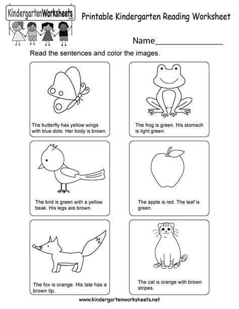 Free Download English Worksheet For Kindergarten