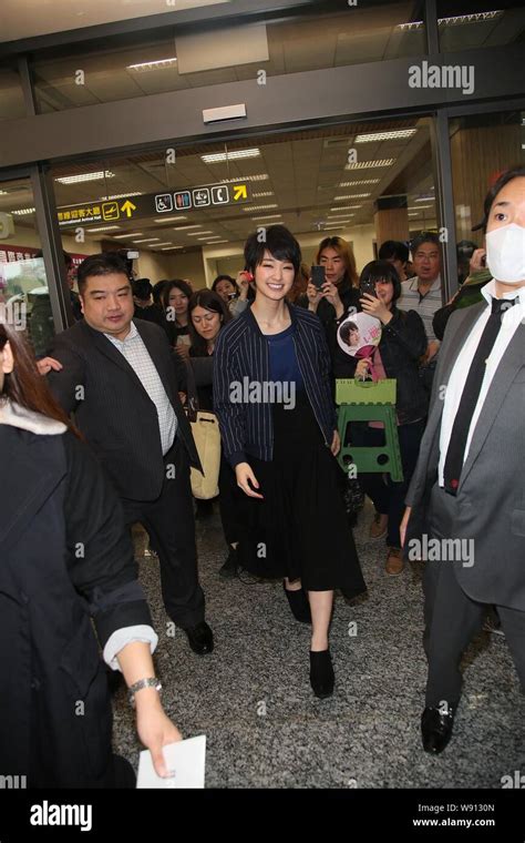 japanese actress ayame goriki center exits the terminal of the taiwan taoyuan international