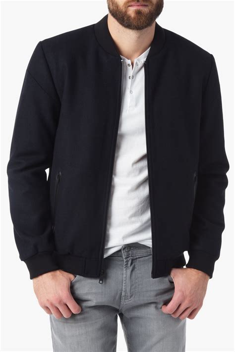 Lyst 7 For All Mankind Wool Bomber Jacket In Navy In Blue For Men