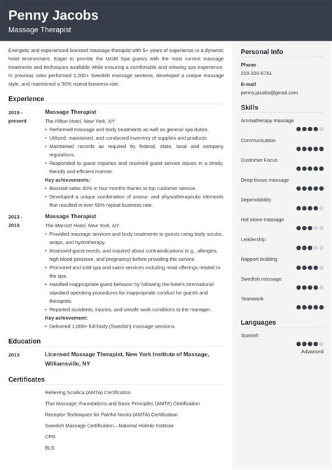 Massage Therapist Resume Sample Guide And 20 Examples