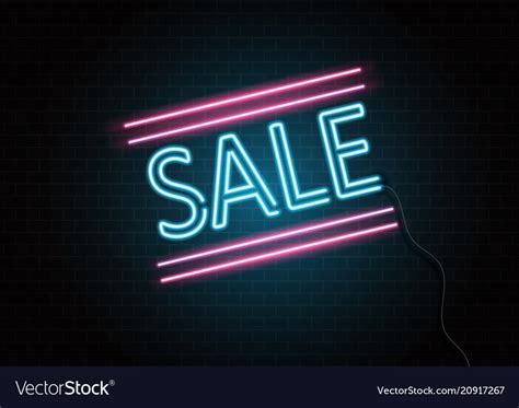 Neon Sale Sign On Brick Wall Royalty Free Vector Image