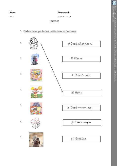Sensational Esl Greetings Worksheet Preschool Matching Games Printable