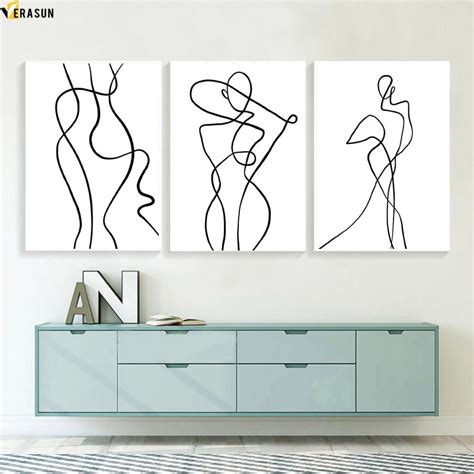 Abstract Body Art Prints Line Sexy Woman Wall Art Canvas Painting