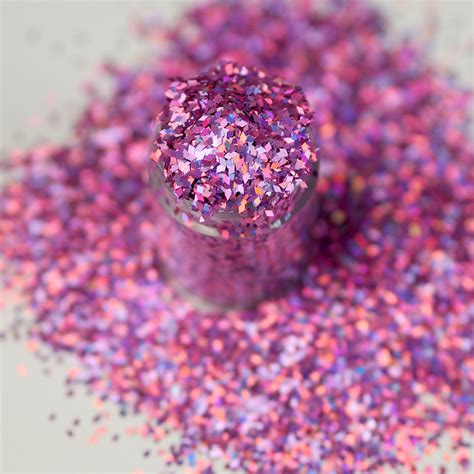 Pink Holographic Chunky Nail Glitter Diamonds Lecenté Professional
