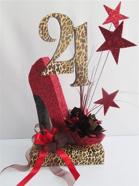 High Heel Shoe With Number 21 Centerpiece Designs By Ginny Birthday