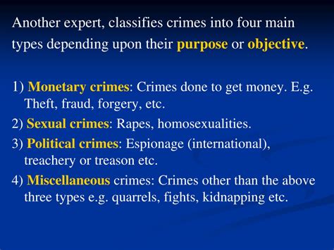 Ppt Types Of Crimesclassification Of Crimes Powerpoint Presentation