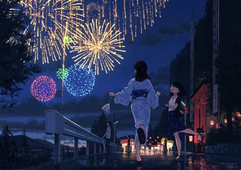 Anime Fireworks Wallpapers Wallpaper Cave