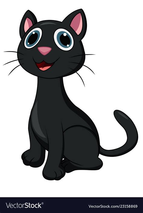 Black Cat Cartoon Royalty Free Vector Image Vectorstock