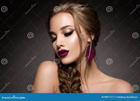 Make Up Glamour Portrait Of Beautiful Woman Model With Fresh Makeup