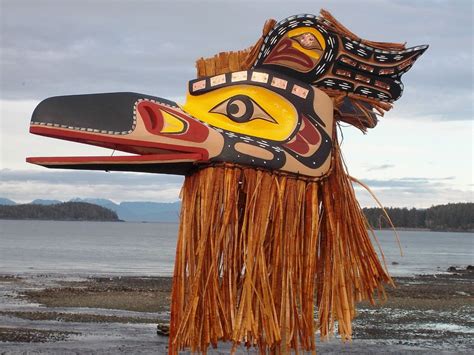 northwest coast first nation large native art carved raven mask superb quality native art