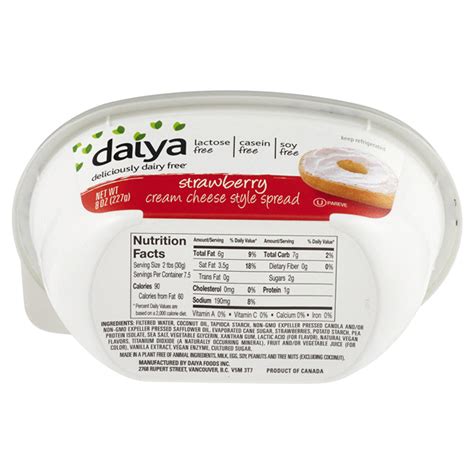 Daiya Dairy Free Strawberry Cream Cheese Spread 8 Oz Cream Cheese