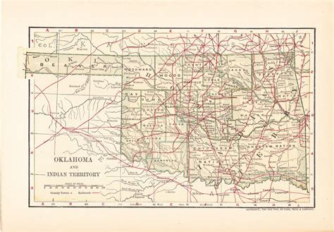 Old Map Of Oklahoma Indian Territory 1892 Vintage Maps