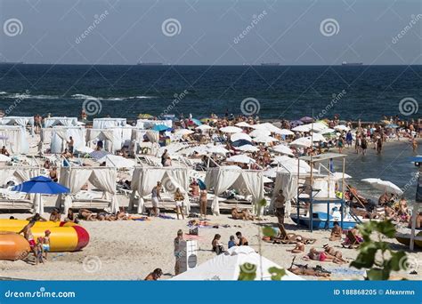 Odessa Ukraine Odessa Beach Is Filled With Vacationers Editorial Image Image Of Landscape