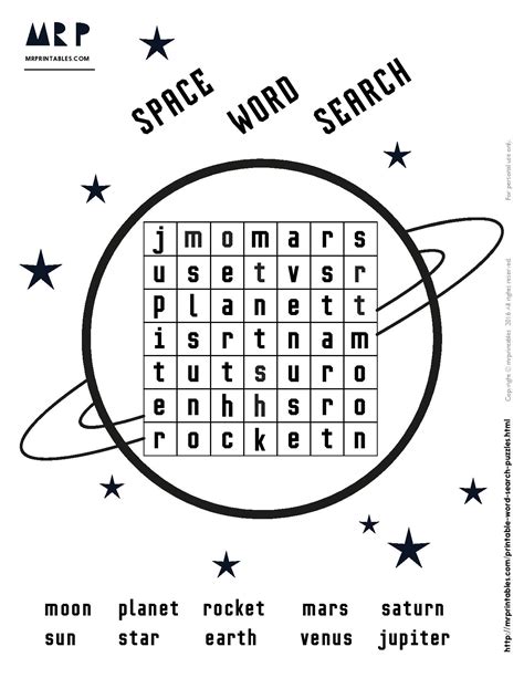18 Astronomical Space Word Search Puzzles