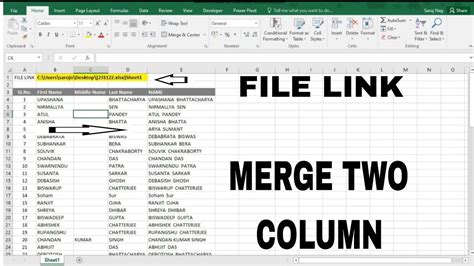 How To Combine Two Column In Excel Excel File Link Display In Sheet