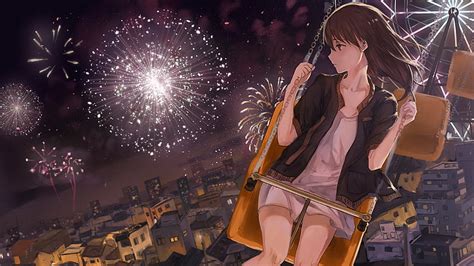 1920x1080px Free Download Hd Wallpaper Anime Girls Fireworks