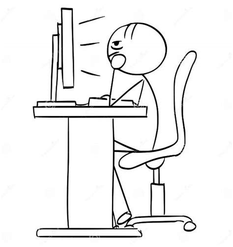 vector stick man cartoon of men sitting boring in front stock vector illustration of design