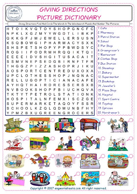Giving Directions Esl Printable English Vocabulary Worksheets