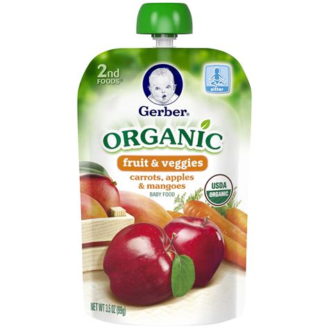 Gerber Organic 2nd Foods Fruit And Veggies Carrots Apples And Mangoes Baby