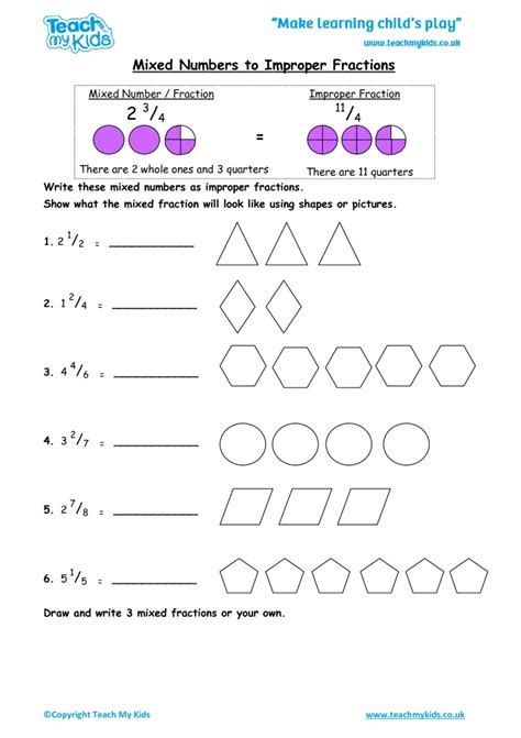 Mixed Numbers And Improper Fractions Worksheet Ks2