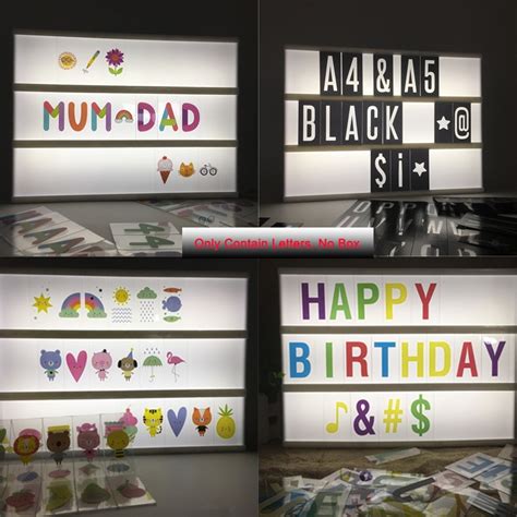 One Set Cinema Lightbox Night Lamp Letters For A4 A5 Light Box Diy