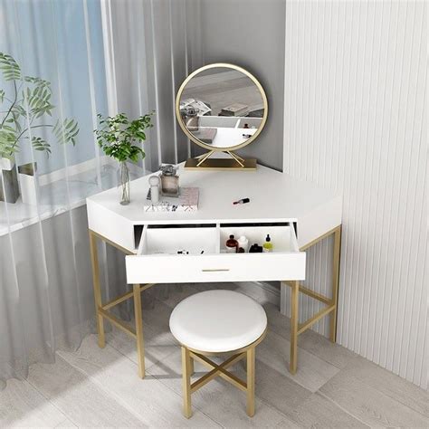 Corner Makeup Vanity With Drawer Modern Makeup Vanity Set Dressing