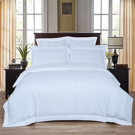 1000tc Super King Size Bed Ultra Soft Striped Quiltdoonaduvet Cover