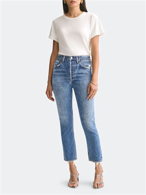 Agolde Riley High Rise Cropped Straight Fit Jeans Straight Crop Jeans