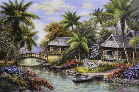 Tropical Paradise Painting By Charles Kim Fine Art America