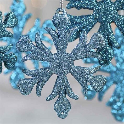 Turquoise Glittered Snowflake Ornaments Factory Direct Craft
