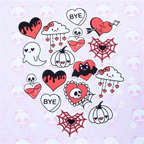 30 Spooky Valentines Pastel Goth Stickers Set 1 Etsy