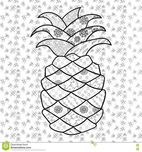 Pineapple Adult Coloring Page Stock Vector Illustration