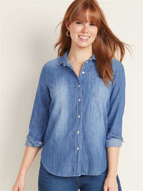 Old Navy Relaxed Chambray Classic Shirt The Best Old Navy Basics For Women Popsugar Fashion