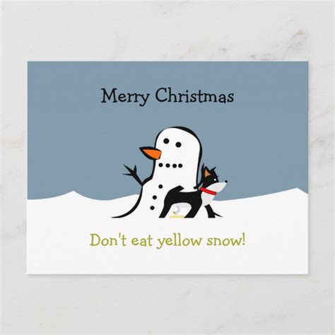 Christmas Postcard Dont Eat Yellow Snow Zazzle