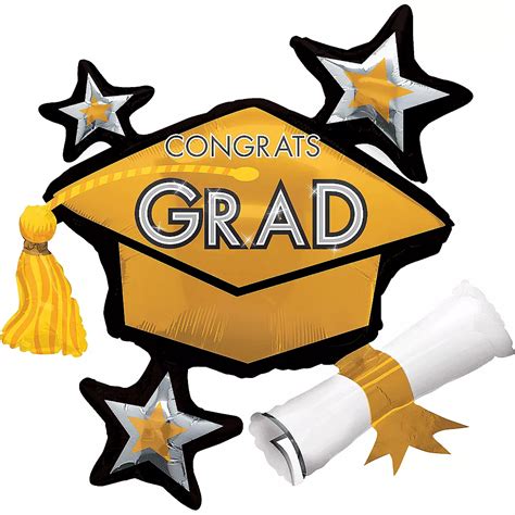 Graduation Balloon Gold Star Graduation Cap 40in X 31in Party City