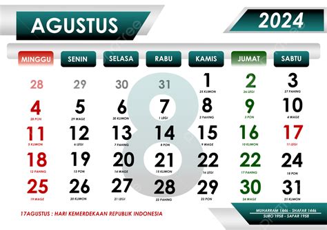 Kalender Agustus 2024 Bersamaan Dengan Tanggal Merah Hari Raya Jawa Dan