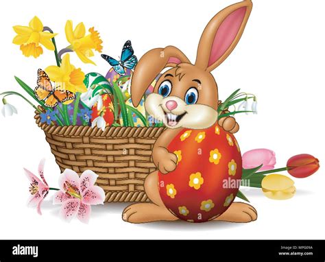 Cartoon Bunny Holding Easter Egg Stock Vector Image And Art Alamy