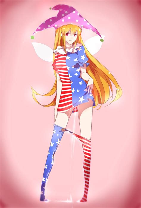 congming lan clownpiece touhou highres 1girl p aged up american flag dress american