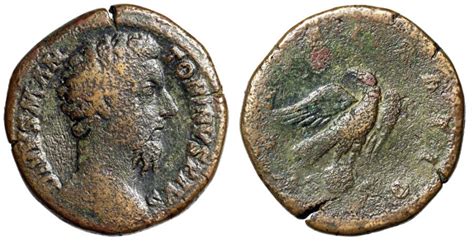 Divus Marcus Aurelius Ae Sestertius Eagle Atop Globe Under Commodus 180 Ad