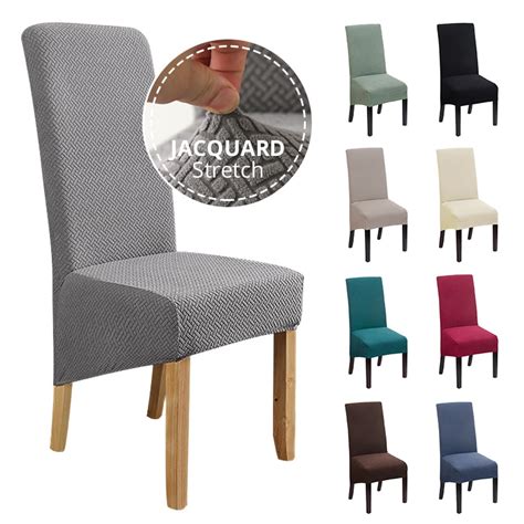 In a soft, floral pattern embossed knit the stretch slipcover stretches up to 40% to conform to your dining room chair. Jacquard Extra Large XL Dining Chair Cover Stretch Spandex ...