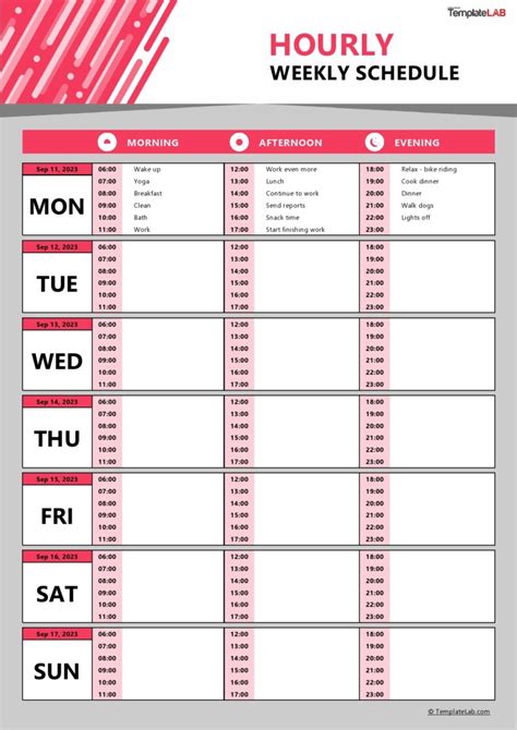 43 Effective Hourly Schedule Templates Excel Word Pdf Templatelab