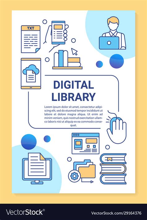 Digital Library Poster Template Layout Banner Vector Image
