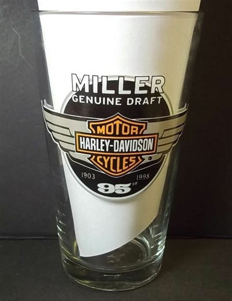 Harley Davidson Miller Genuine Draft Beer Yr Anniversary Glass