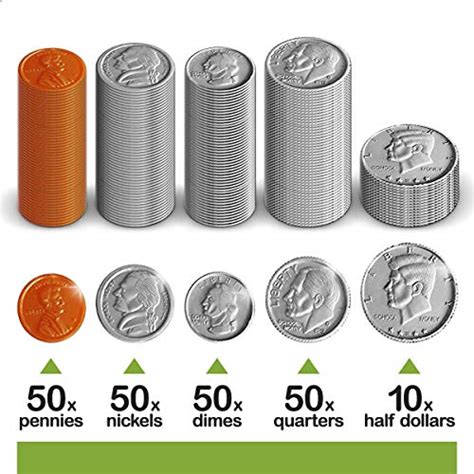 Learn And Climb Play Money Coins For Kids 10 Half Dollars 50 Quarters