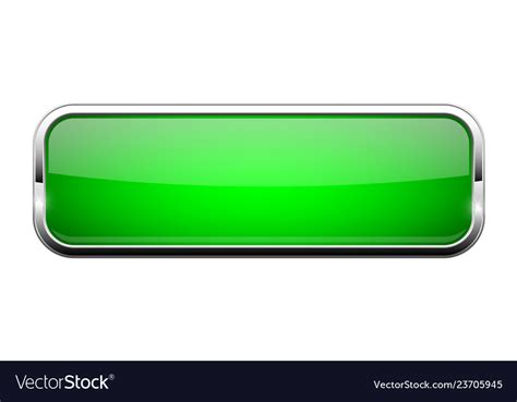 Green Glass Button Shiny Rectangle 3d Web Icon Vector Image
