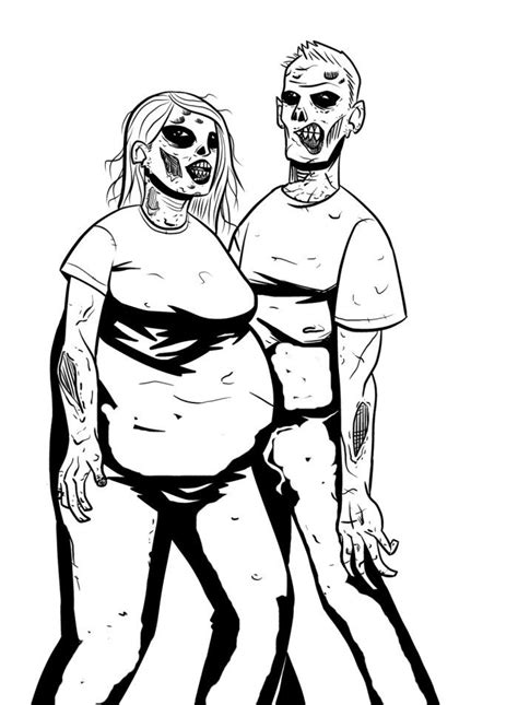 For kids & adults you can print zombie or color online. Two Evil Zombie Coloring Pages | Zombie coloring ...